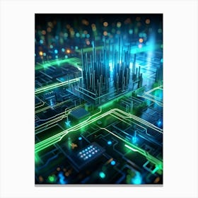 Abstract Depiction Of Advanced Cybersecurity Concept Interlacing Neural Network Patterns And Thick (5) Canvas Print