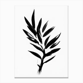Olive Branch 1 Symbol Black And White Painting Canvas Print