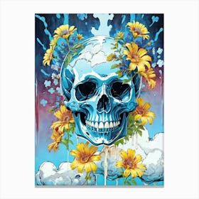Surrealist Floral Skull Painting (41) Canvas Print