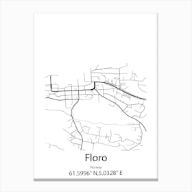 Floro,Norway Minimalist Map Canvas Print