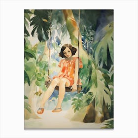 Girl On A Swing Canvas Print