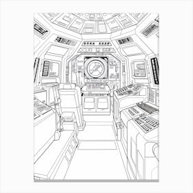 The Millennium Falcon (Star Wars) Fantasy Inspired Line Art 2 Canvas Print