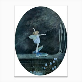 Butterfly Fairy - Tales from Fairyland 1919 by Ida Rentoul Outhwaite - Vintage Witchy Fairies Remastered Illustration Fairycore Witchcore Witchy Cottagecore Fairytale With Blue Lillies of the Valley  Canvas Print