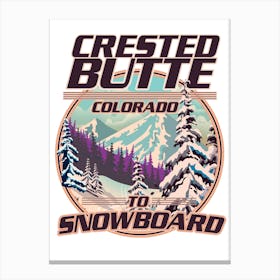 Crested Butte Colorado Snowboarding poster Canvas Print