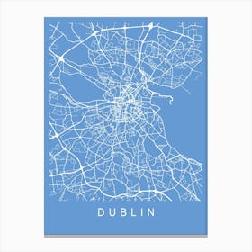 Dublin Map Blueprint Canvas Print