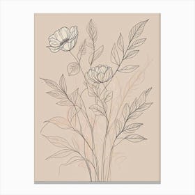 Floral Line Art Print (3) Canvas Print