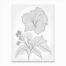 Hibiscus Herb William Morris Inspired Line Drawing 3 Canvas Print