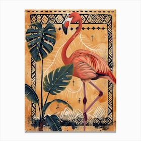 Greater Flamingo And Monstera Deliciosa Boho Print 4 Canvas Print