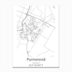 Purmerend,Netherlands Minimalist Map Canvas Print