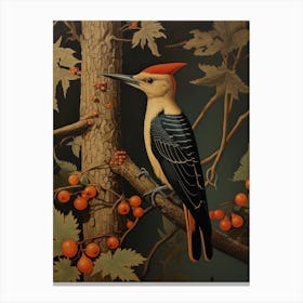 Dark And Moody Botanical Woodpecker 4 Canvas Print