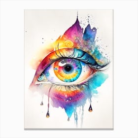 Mandala With An Eye, Symbol, Third Eye Watercolour 1 Canvas Print