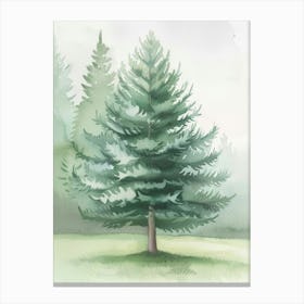 Pine Tree Atmospheric Watercolour Painting 4 Canvas Print