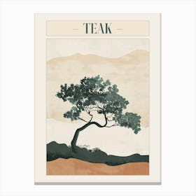 Teak Tree Minimal Japandi Illustration 2 Poster Canvas Print