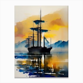 Watercolor Of A Sailing Ship Canvas Print