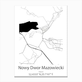 Nowy Dwor Mazowiecki,Poland Minimalist Map Canvas Print