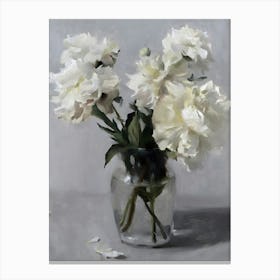 White Peonies In A Vase Canvas Print