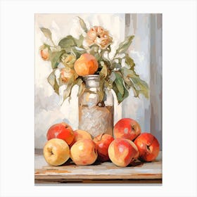 Poppy Flower And Peaches Still Life Painting 4 Dreamy Canvas Print