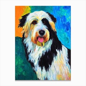Bearded Collie 2 Fauvist Style dog Canvas Print