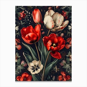 Tulips Inspired By William Morris 1 Canvas Print