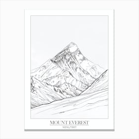 Mount Everest Nepal Tibet Line Drawing 6 Poster Canvas Print
