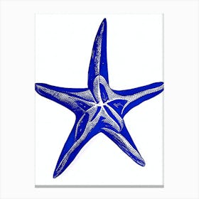 Starfish Symbol Blue And White Line Drawing Canvas Print