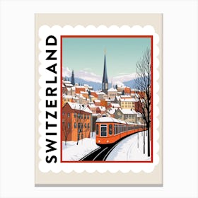 Retro Winter Stamp Poster Zurich Switzerland 1 Canvas Print