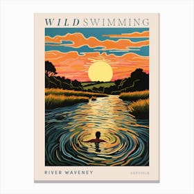 Wild Swimming At River Waveney Suffolk 2 Poster Canvas Print