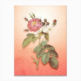 Harsh Downy Rose Vintage Botanical in Peach Fuzz Hishi Diamond Pattern n.0311 Canvas Print