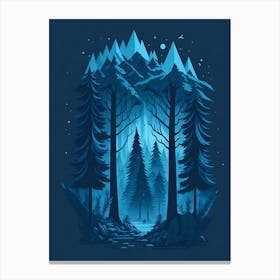 A Fantasy Forest At Night In Blue Theme 63 Canvas Print