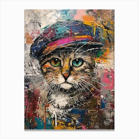 Kitsch Cat In A Beret 1 Canvas Print