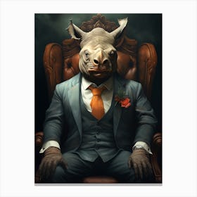 Rhino In A Suit 1 Canvas Print