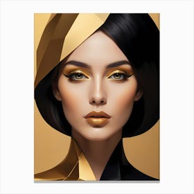 Geometric Woman Portrait Luxury Gold (26) Canvas Print