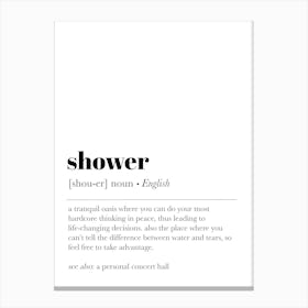 Shower Bathroom Definition Canvas Print