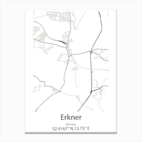 Erkner,Germany Minimalist Map Canvas Print