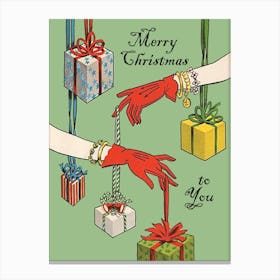 Hands And Christmas Gifts Canvas Print