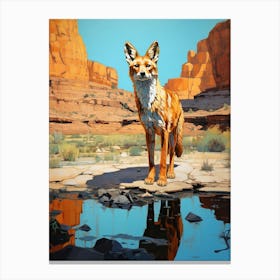 Red Fox Desert Painting 3 Canvas Print