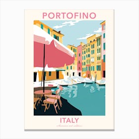 Portofino, Italy, Flat Pastels Tones Illustration 3 Poster Canvas Print