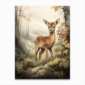 Storybook Animal Watercolour Deer 3 Canvas Print