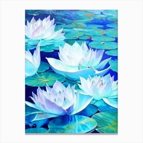 Water Lilies Waterscape Marble Acrylic Painting 2 Canvas Print