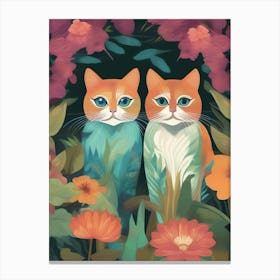 Two Cats In The Garden 2 Canvas Print