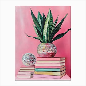 Plant On Books Canvas Print