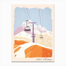 Poster Of Cortina D Ampezzo   Italy, Ski Resort Pastel Colours Illustration 0 Canvas Print