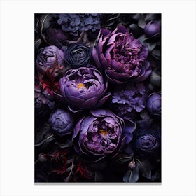 Dark Purple Peony Flowers Canvas Print