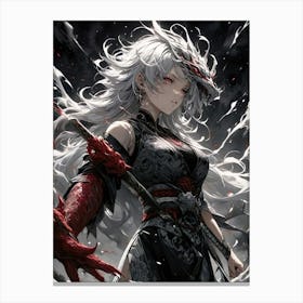 Anime - Gorgeous Girl Possessed by Dragon Canvas Print