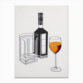 Bourbon Sour Picasso Line Drawing Cocktail Poster Canvas Print