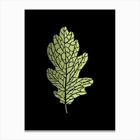 Oak Leaf Golden On Black Canvas Print