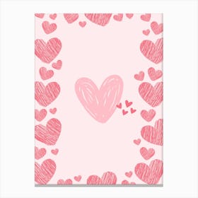 Pink Hearts On A Pink Background Canvas Print