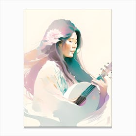 Womanandguitarwaterclr Canvas Print