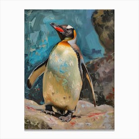 Adlie Penguin Santiago Island Oil Painting 1 Canvas Print