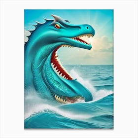 Blue Dragon In The Ocean 3 Canvas Print